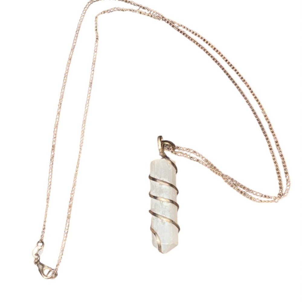 Selenite Necklace With Silver Chain